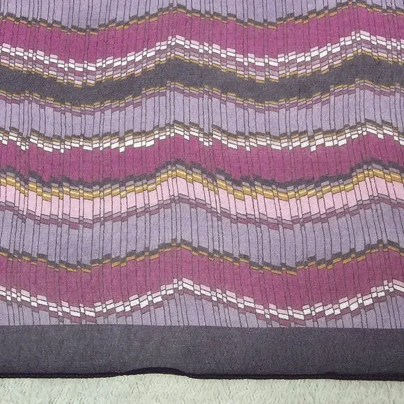 Chevron Scarf Women Square 19.75 x 18.5 Purple Vintage Sheer Zig Zag Lavender - Picture 3 of 10